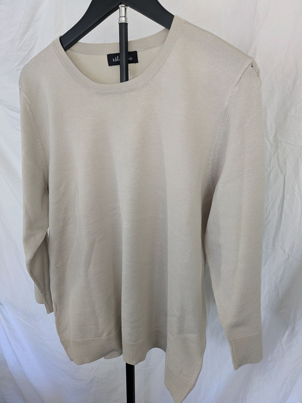 Light Beige Crewneck Women’s Sweater by Melissa Paige New w Tags - Picture 2 of 8